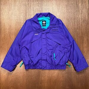 Vintage Columbia Radial Sleeve Windbreaker Jacket Large Purple Teal Nylon